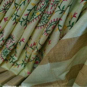 Katan Silk Embroidery Work Saree for Partywear