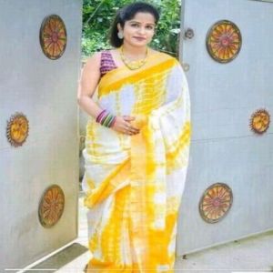 Shibori Print Linen Saree