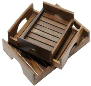 Wood Serving Tray, Length : 14 Inch for Serve Food Drinks