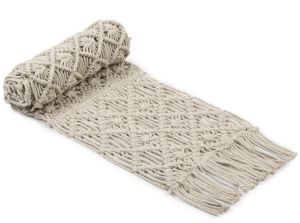 Cotton Plain Macrame Table Runner Coaster Set 30 X 140 Cm