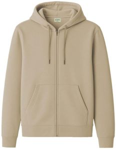 Mens Beige Zipper Hoodie