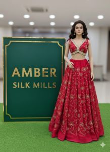 Soft Fendi Silk Flower Jaal Embroidery Fabric