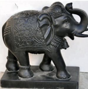 Black Stone Elephant Statue