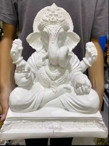 Pure White Marble Ganesha Statue for Decorative