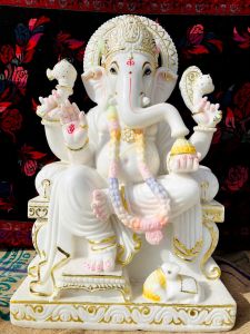 Sitting Ganesh Marble Statue