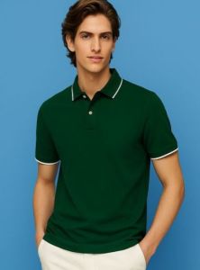 Cotton Polo T Shirt with Tipping