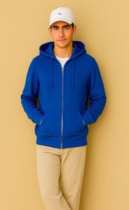 Solid Polycotton Hoodie with Zipper, Color : Multi Color