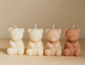 Plain Soya Wax Teddy Bear Candle for Decoration, Lighting