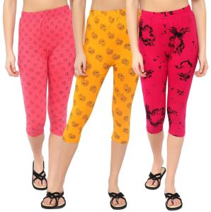 Cotton Ladies Printed Capris, Color : Multicolor Casual Wear