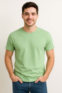 Blue Round Neck Cotton Tshirt, Fit Type : Regular