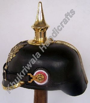 H128 German WW2 Leather Pickelhaube Helmet