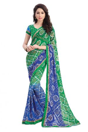 Blue & Green Casual Wear Georgette Sarees