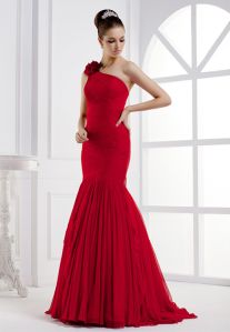 China One Shoulder Mermaid Silk Long Evening Dress