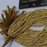 Gold Color Coated Pyrite Cut Rondelle Beads