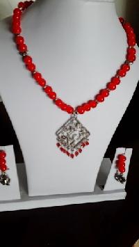 Red Beaded Necklace Set