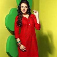 Readymade Red Color Lawn Cotton Western Kurti