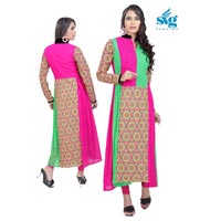 A Line Embroidery Kurti with Dhupian and Georgette Fabric