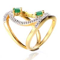 CZ 18k Gold Plated Emerald Stone Ring