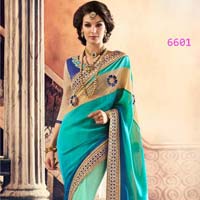 Lovely Plain Pallu Saree in Turquoise Colour