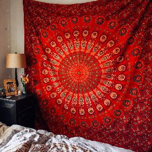 Beautiful Red Mandala Bedspread Tapestry Wall Hanging Decorative