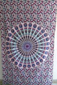 Peacock Print Indian Mandala Tapestry Wall Hanging