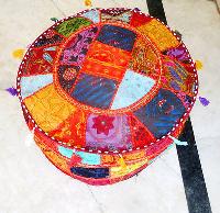 Handmade Cotton Round Patchwork Pouf Cover