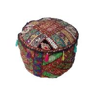 Embroidered Multi Patchwork Pouf cover