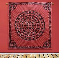 Indian Elephant Tribal Mandala Red Tapestry Wall Hanging