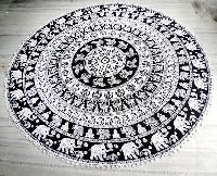 Indian Mandala Elephant Print Round Tapestry Beach Throw Towel