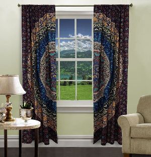 Indian Mandala Ombre Print Window Curtain
