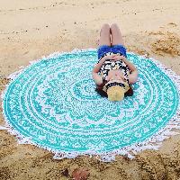 Ombre Round With Fringe Indian Mandala Round  Beach Throw Towel