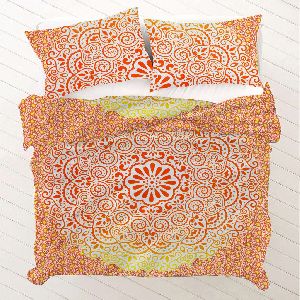 Orange Indian Mandala Handmade Duvet Cover