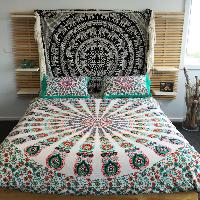 Pink Peacock print Indian Mandala Duvet Cover