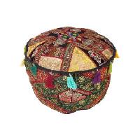 This unique Patchwork Pouf Cover