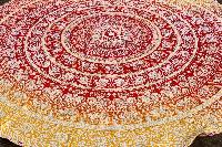 Yellow Round With Fring Dorm Indian Mandala Beach Throw Towel