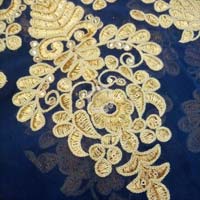 Blue Embroidered Fabric