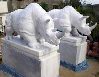 Marble Rhino Statues