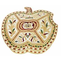 Apple Shaped Hand-made Meenakari Decorative Platter/ Dry-fruit Box/ Ch