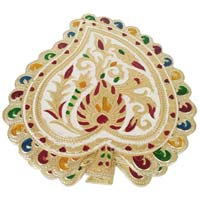 Golden Leaf Shaped, Peacock Designed Hand-made Meenakari Decorative Pl