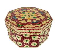 Octagonal Shaped Hand-made Meenakari Decorative Platter/ Dry-fruit Box
