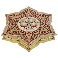 Star Shaped, Peacock Designed Hand-made Meenakari Decorative Platter/