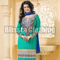 Green Georgette Embroidered Suit
