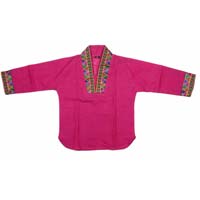 Pink Plain Full Sleeve Kurta