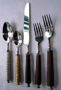 Steel with Leather Finish Cutlery Set