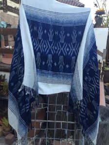 Thai Indigo Dyed Cotton Shawl Mud Natural.