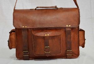 Vintage Leather Laptop Briefcase for Men & Women. 16