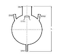 Four Neck Bottom Outlet Spherical Vessel