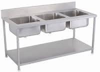 Stainless Steel Triple Sink Unit