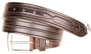 Zinc Metal Buckle Mens Leather Belt (G58951BRN)