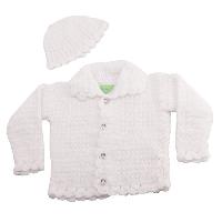 Knitted White Crochet Newborn Toddlers Baby Cardigan (Sweater)